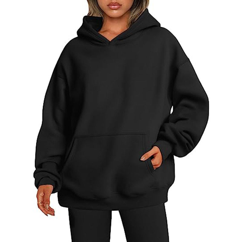 Damen nan Oversize Kapuzenpullover aus weicher Baumwollmischung mit Kängurutasche Shop Nory