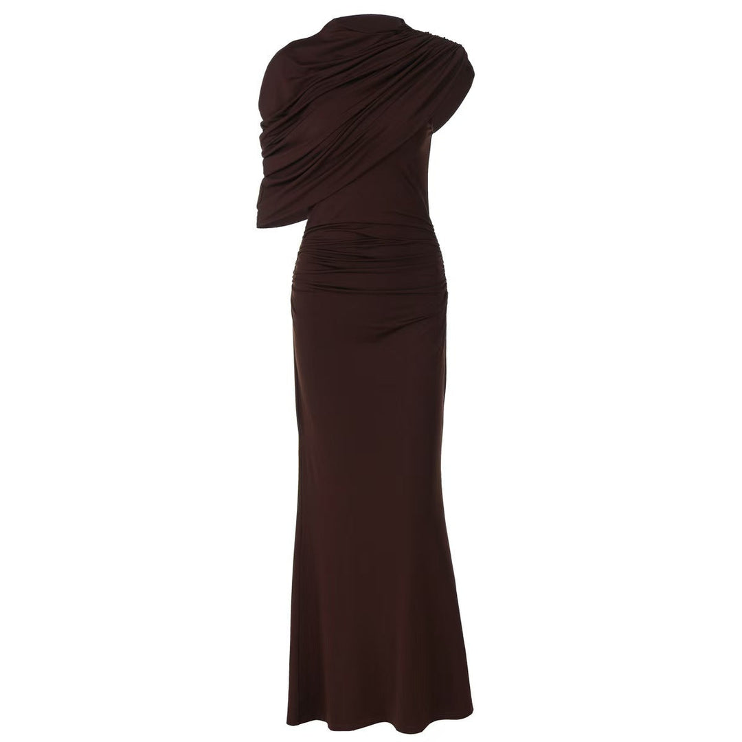 Damen Elegantes Maxikleid mit asymmetrischen Drapierungen und figurschmeichelndem Schnitt