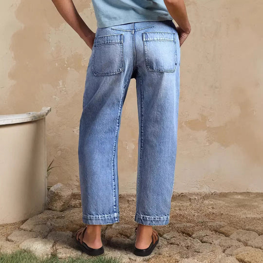 Damen lockere Jeans mit stylish cropped Schnitt und hohem Bund
