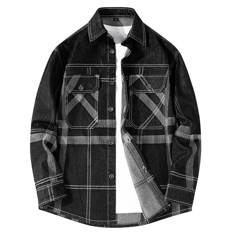 Herren Gemusterte Hemdjacke im Denim-Stil Shop Nory