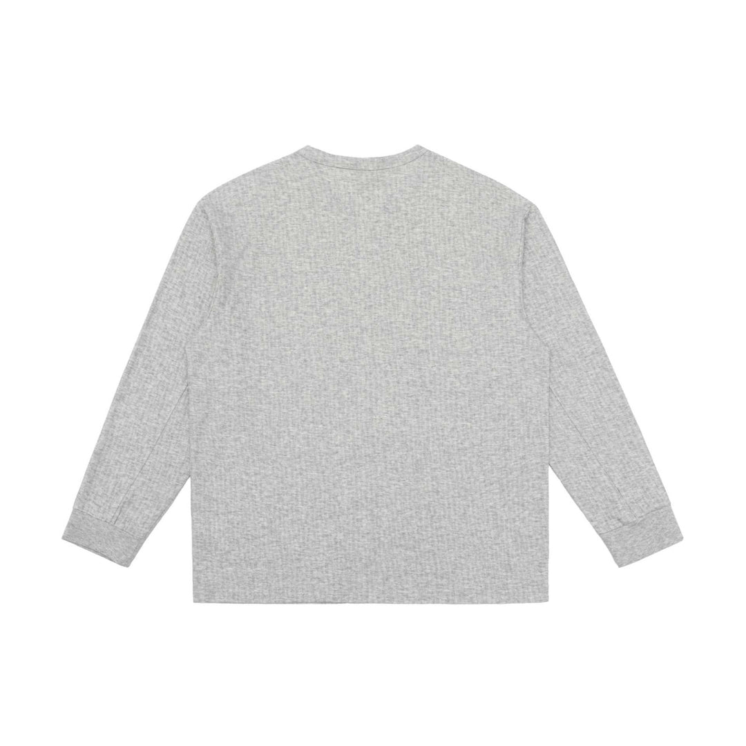 Unisex Leichtes Struktur-Langarmshirt mit Schlitzkragen und gerippten Bündchen Shop Nory