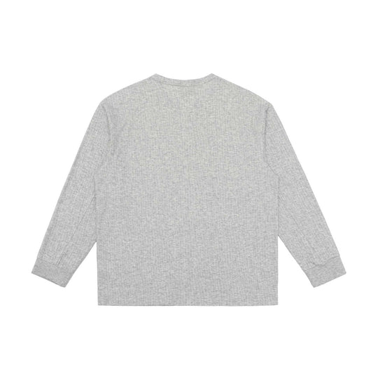 Unisex Leichtes Struktur-Langarmshirt mit Schlitzkragen und gerippten Bündchen Shop Nory