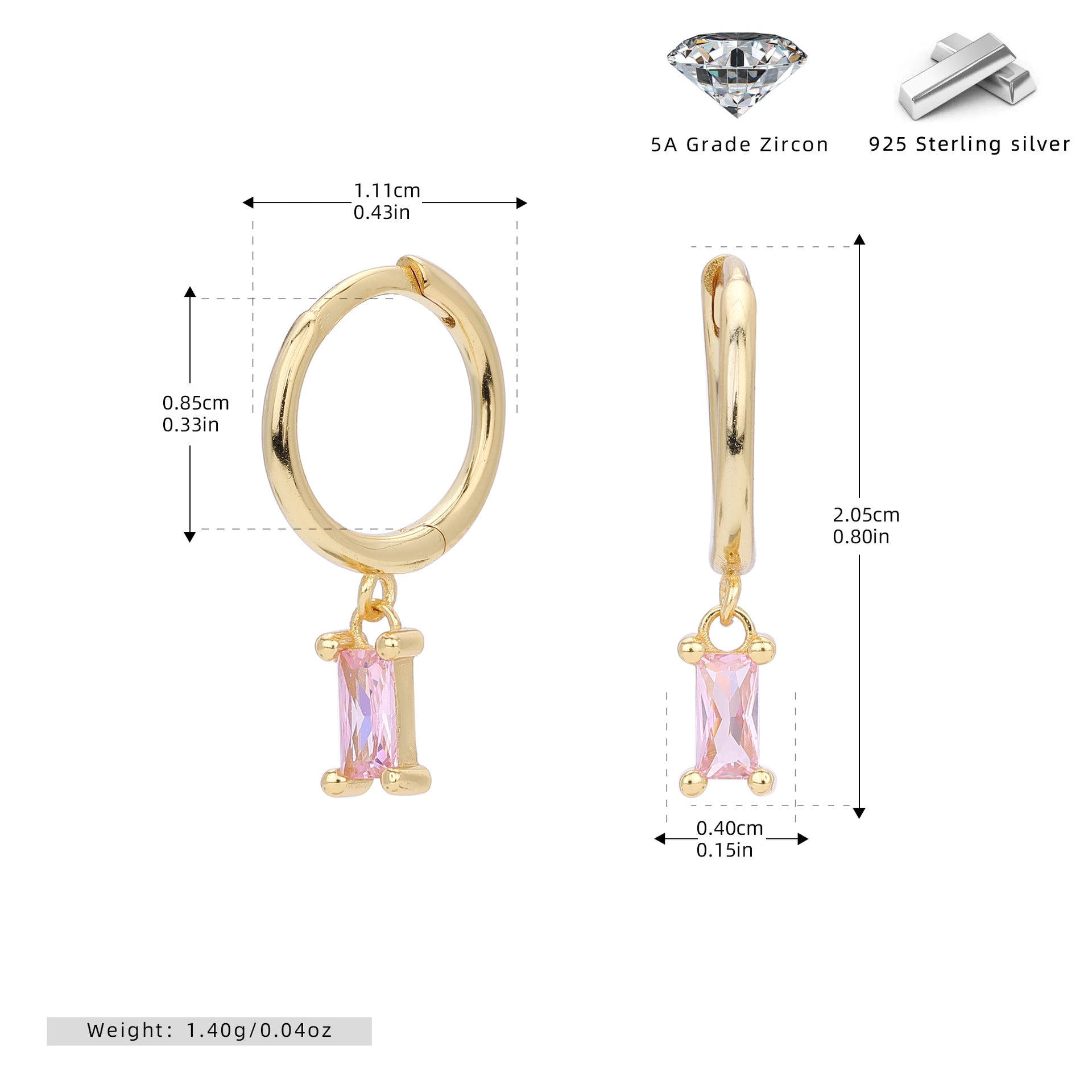 Damen Ohrhänger mit verführerischem Zirkonanhänger aus hochwertigem 925 Sterling Silber Shop Nory