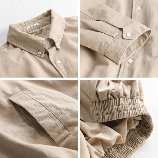 Herren Leichte Baumwoll-Utility-Jacke mit Knopfleiste und elastischem Saum Shop Nory