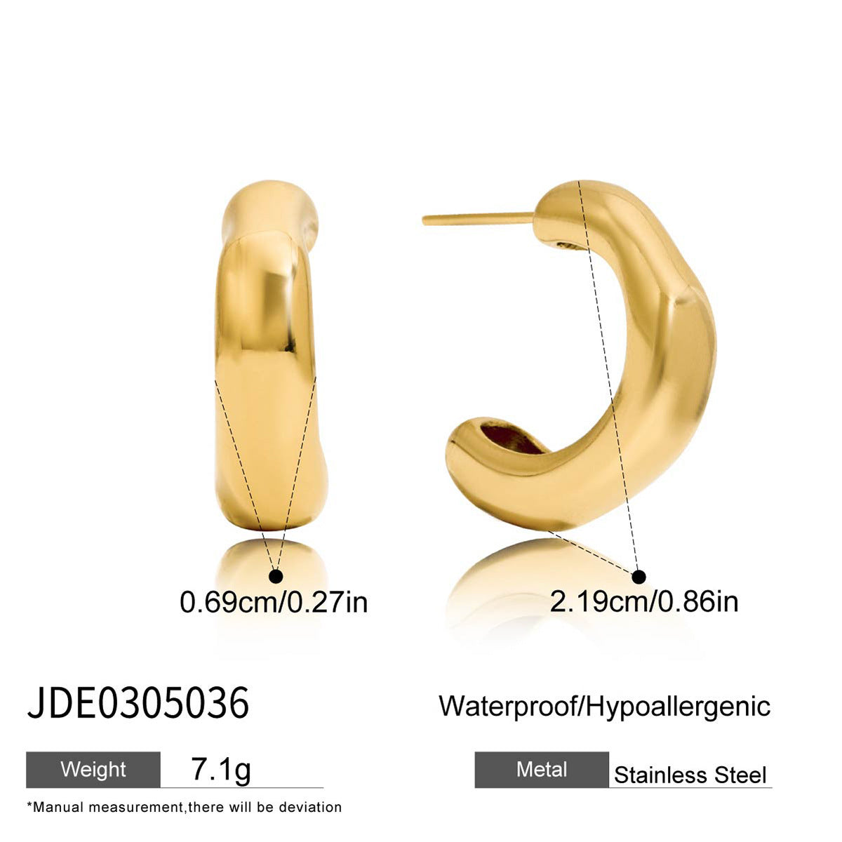 Damen Creolen mit modernem, gewelltem Design aus hypoallergenem Edelstahl Shop Nory