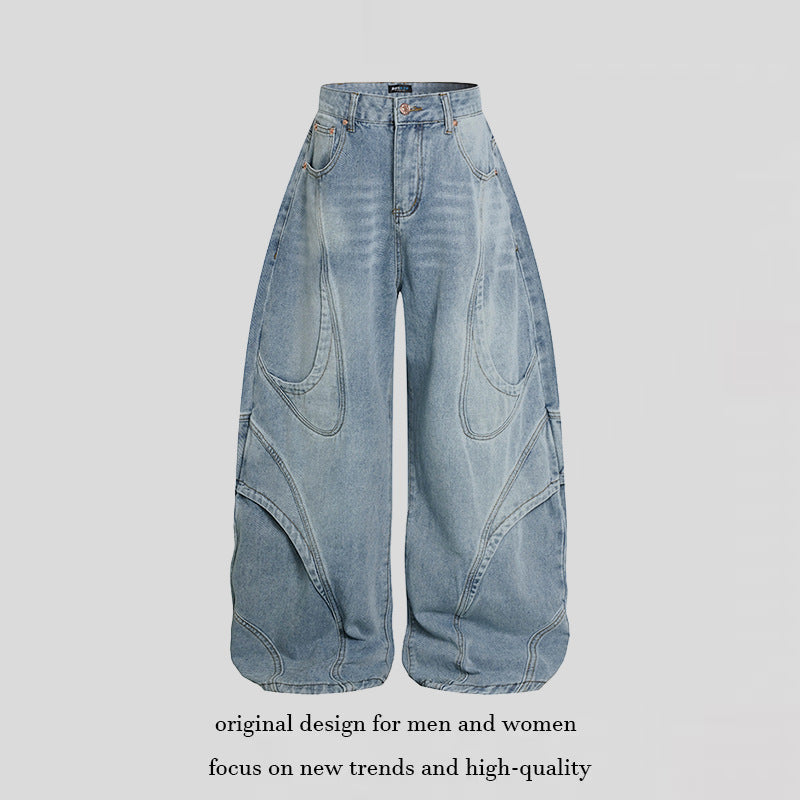 Damen Weite Hochtaillierte Ballon-Jeans mit markanten Panelnähten Shop Nory