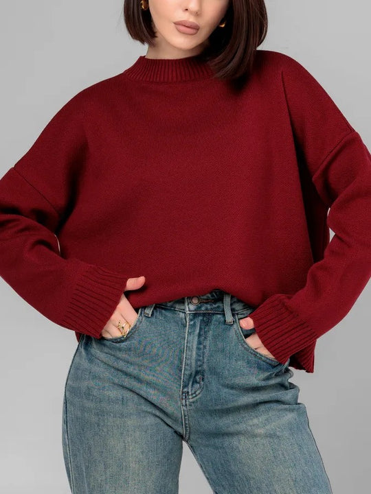 Damen Bequemer Strickpullover mit Rundhalsausschnitt