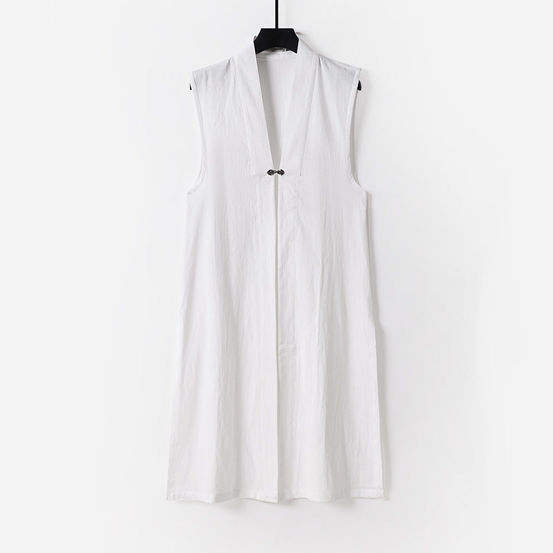 Damen Ärmellose lange Weste mit Stehkragen und dekorativem Knebelverschluss Shop Nory
