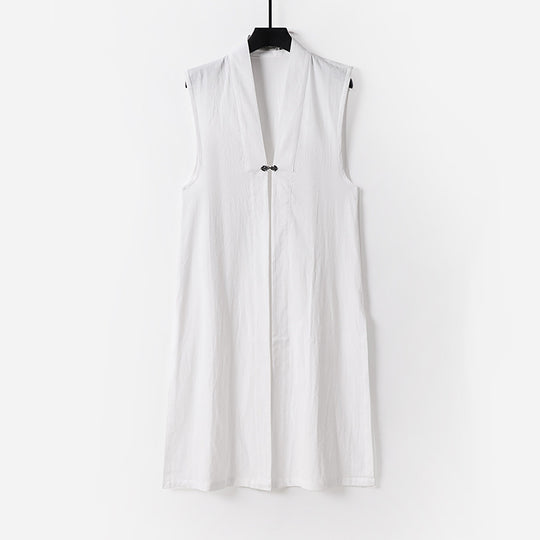 Damen Ärmellose lange Weste mit Stehkragen und dekorativem Knebelverschluss Shop Nory