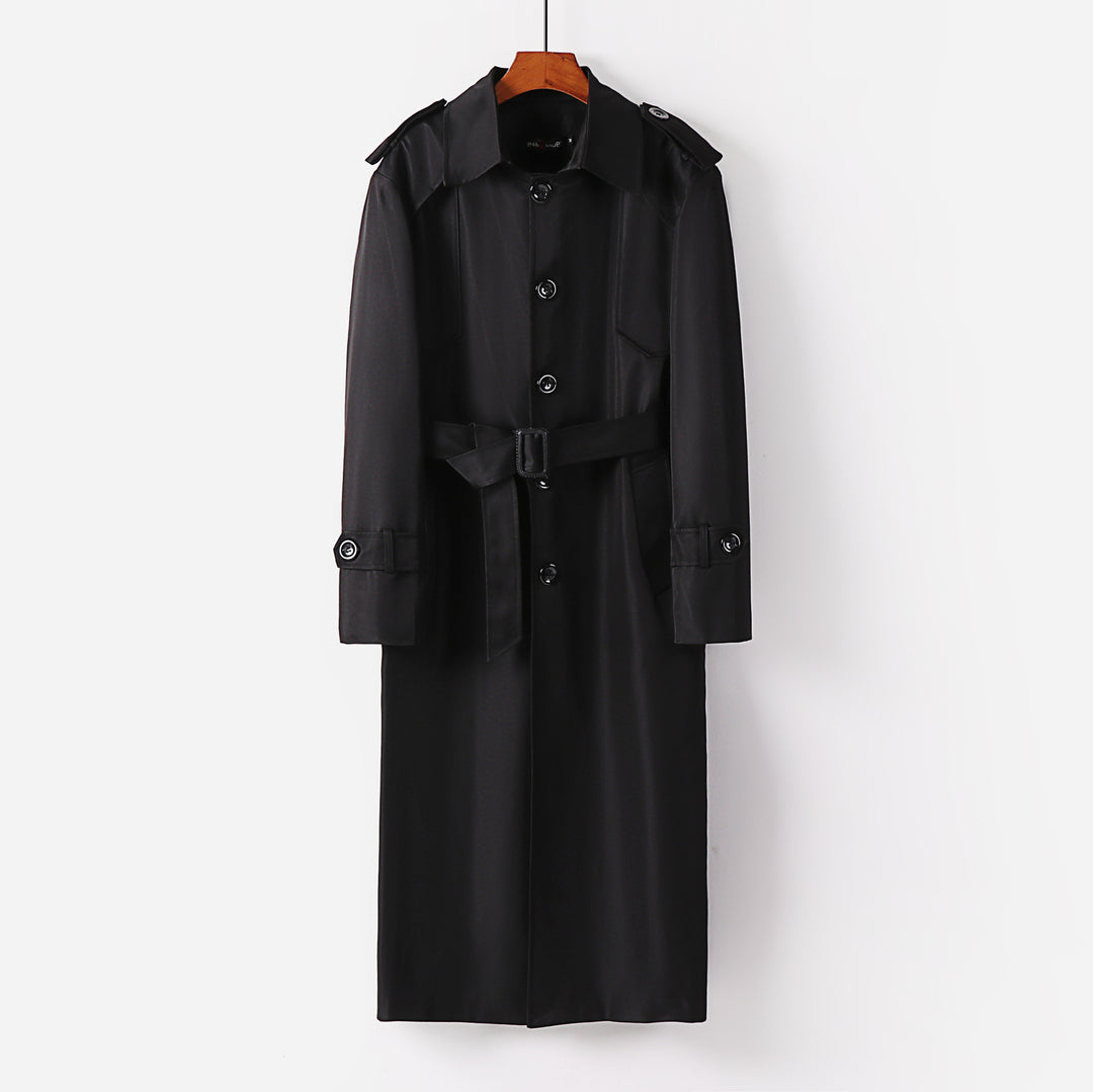 Damen Langer Trenchcoat im Minimalstil mit Schulterklappen und verstellbaren Manschetten Shop Nory