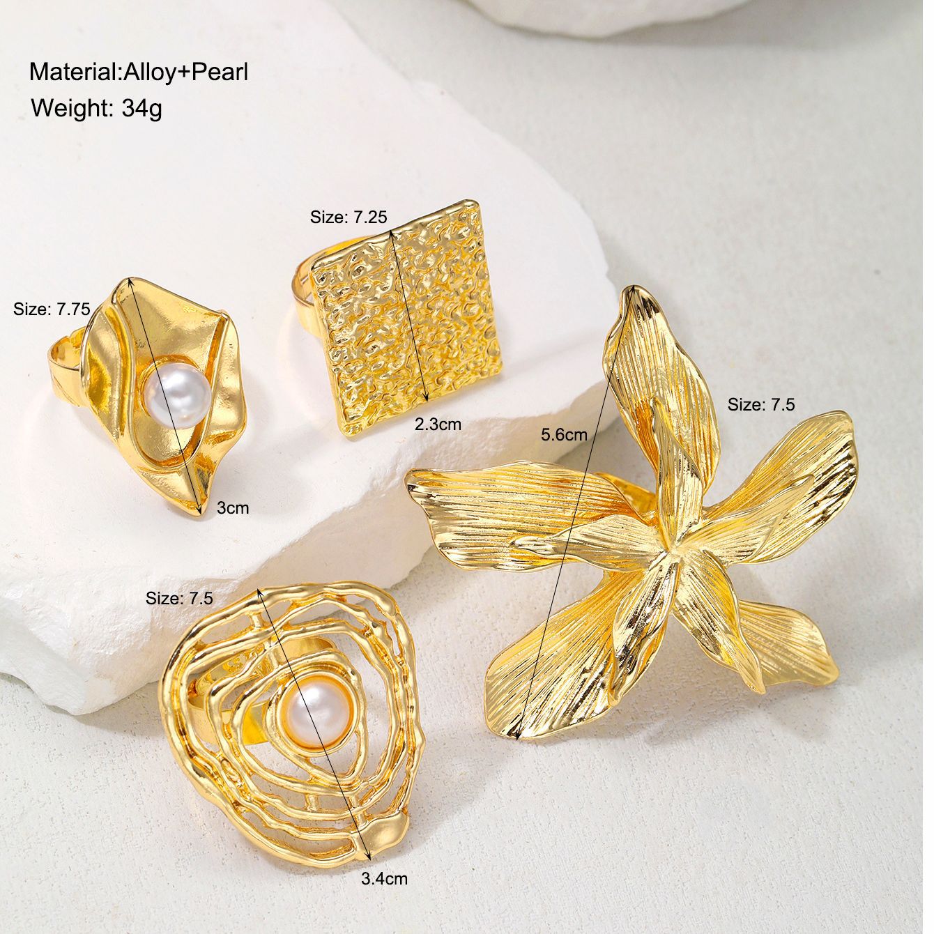 Damen elegantes und künstlerisches Ring-Set Shop Nory