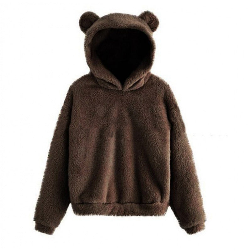 Damen Kuscheliger Teddy-Fleece-Hoodie mit Bärenohren und Oversize-Passform Shop Nory