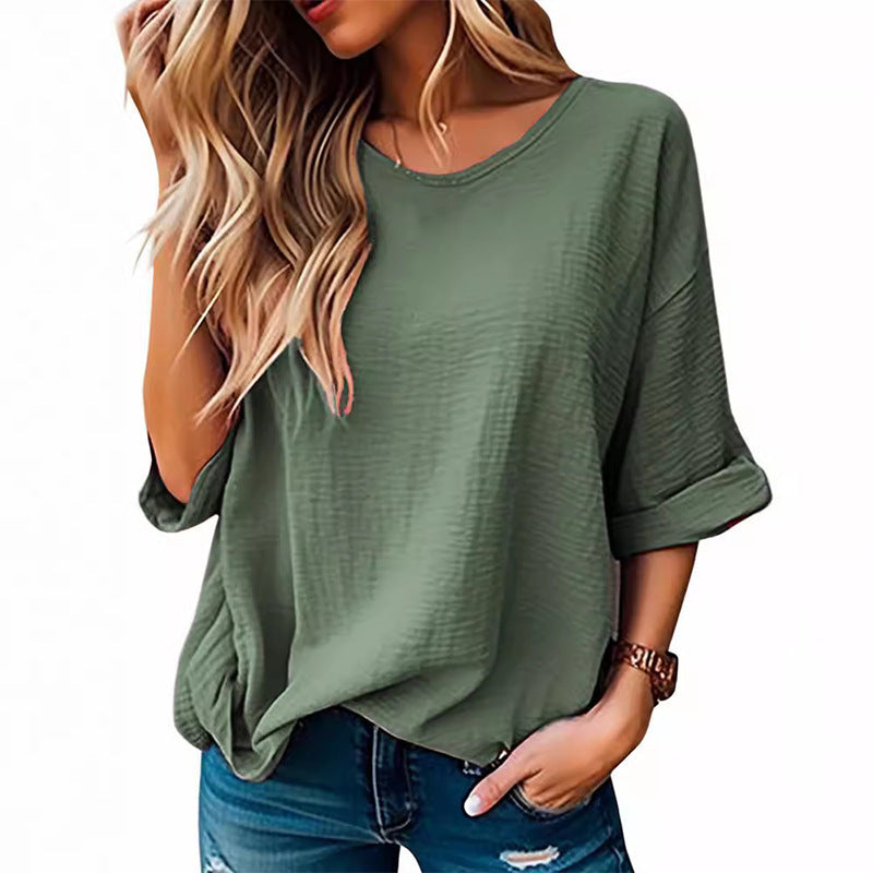 Damen lässiges Oversize-T-Shirt mit Textur