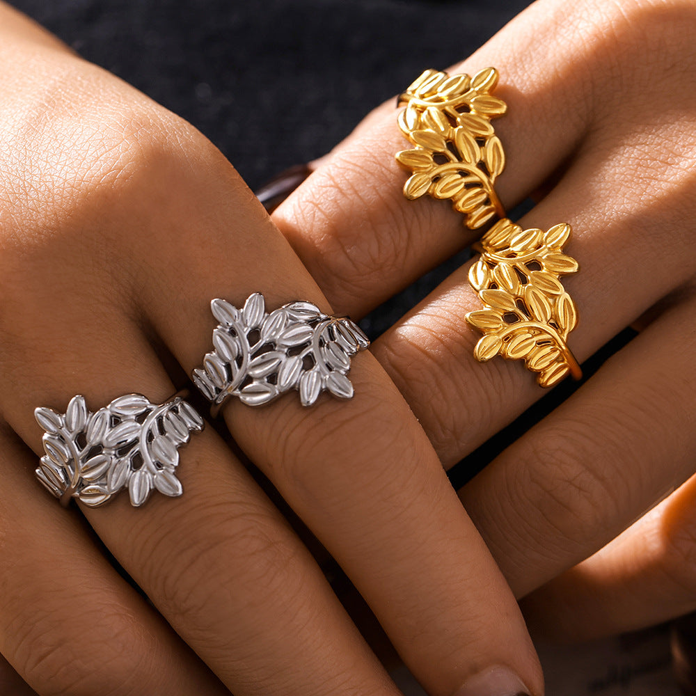 Damen Offene Ringe mit Pflanzenmuster Shop Nory