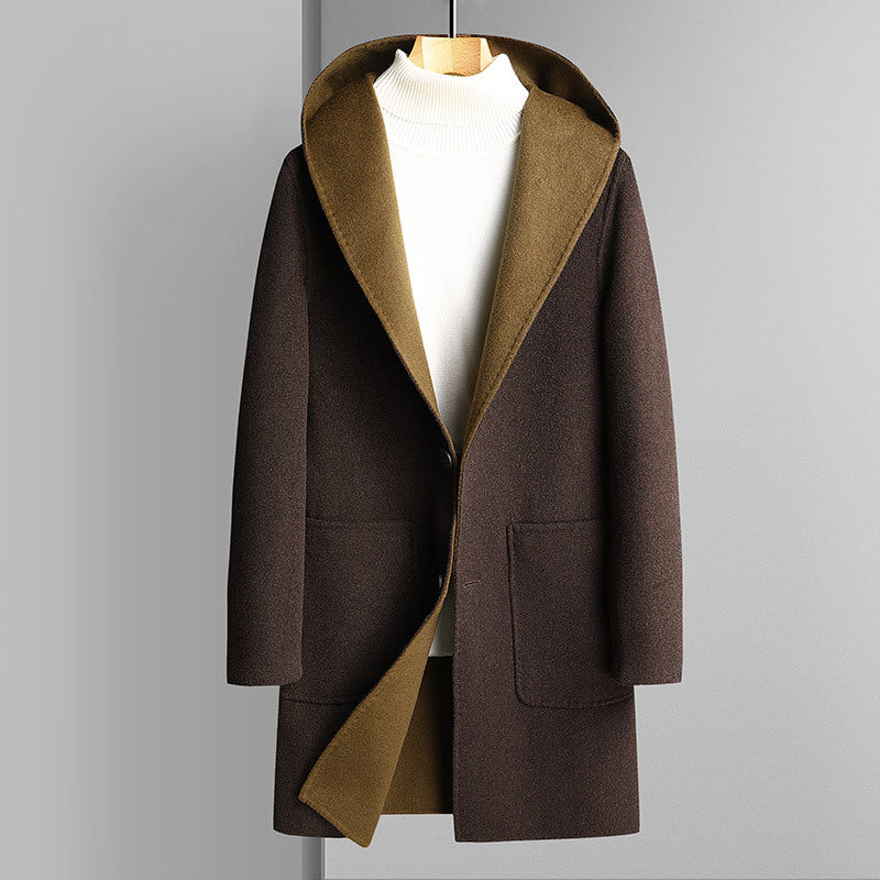 Herren Wendbarer Wollmantel mit Kapuze Shop Nory