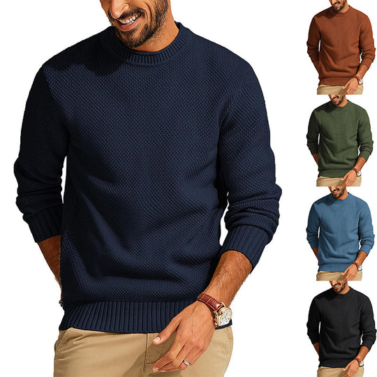 Herren Waffelstrick-Pullover mit Rundhalsausschnitt Shop Nory