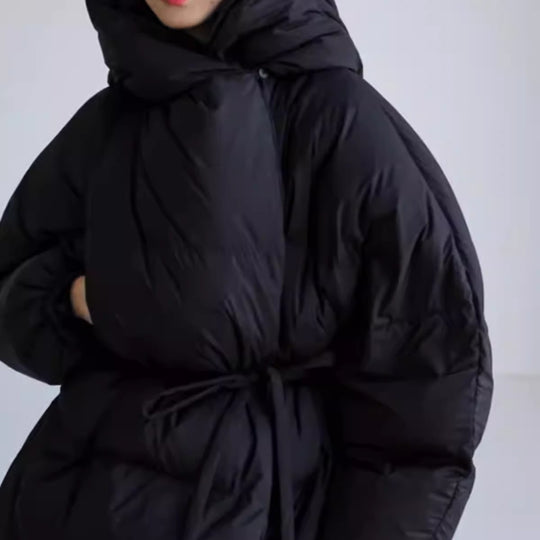 Damen Oversize-Steppmantel aus Daunenoptik mit extragroßer Kapuze Shop Nory