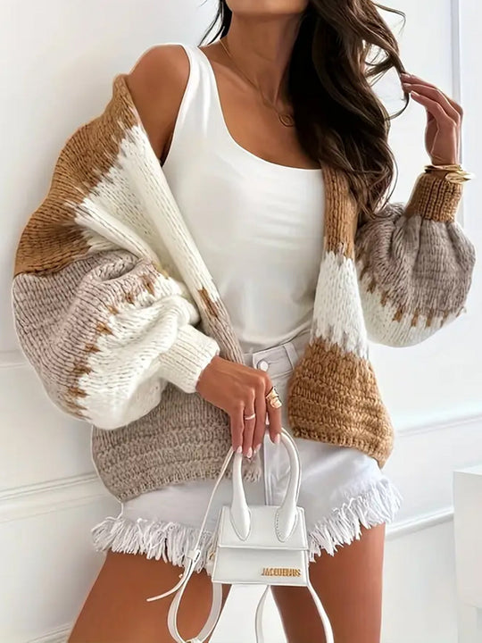 Damen farbenfroher Strickcardigan