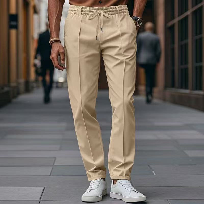 Herren elegante Freizeit-Hose mit elastischem Bund und seitlichen Eingrifftaschen