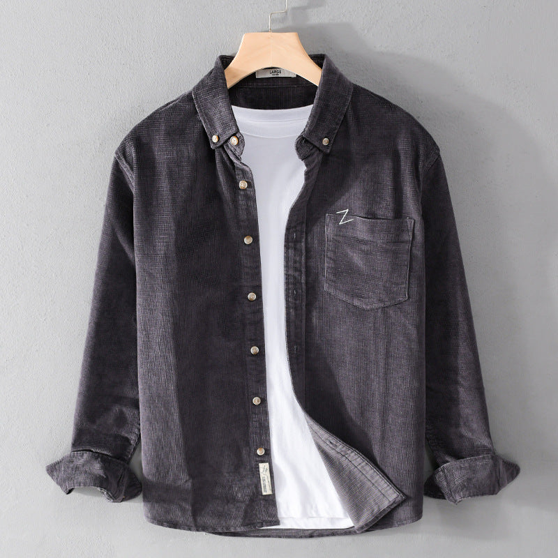 Herren Feines Cord-Overshirt mit Button-Down-Kragen und Brusttasche Shop Nory