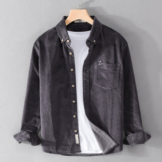 Herren Feines Cord-Overshirt mit Button-Down-Kragen und Brusttasche Shop Nory