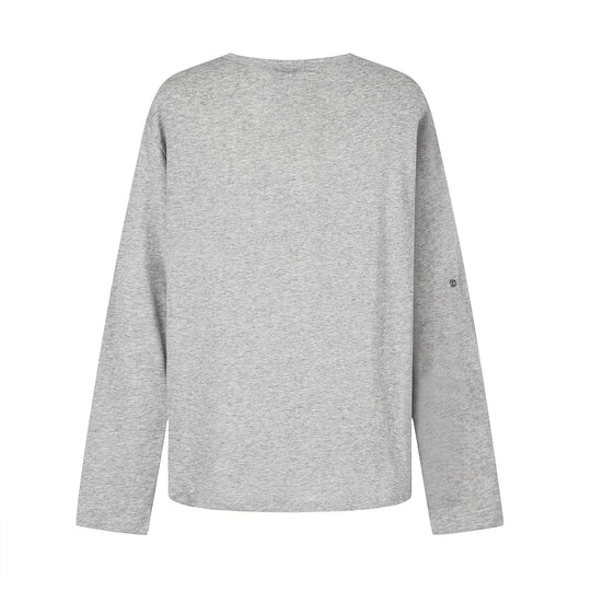Damen Lässiges Langarmshirt mit Notch‑Ausschnitt, Oversize‑Silhouette und Druckgrafik Shop Nory