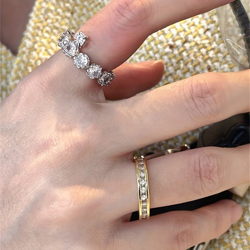 Damenring im eleganten Bicolor-Design mit funkelnden Zirkonia-Steinen Shop Nory