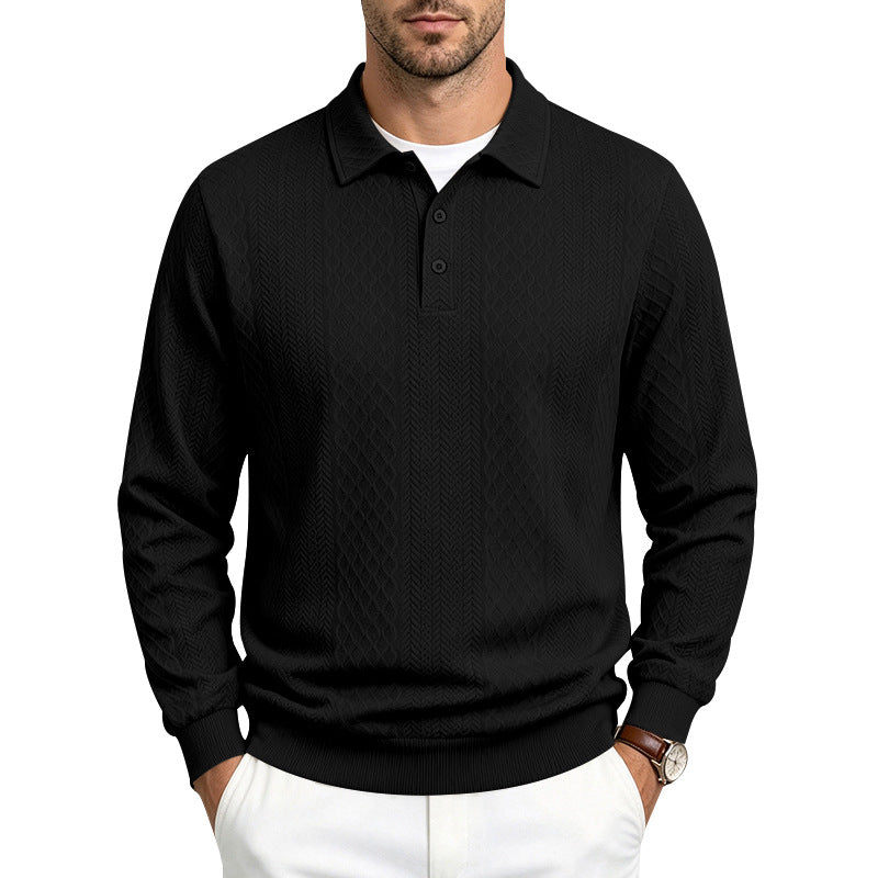 Herren Strukturiertes Langarm-Polo aus Feinstrick mit Zopfmuster Shop Nory