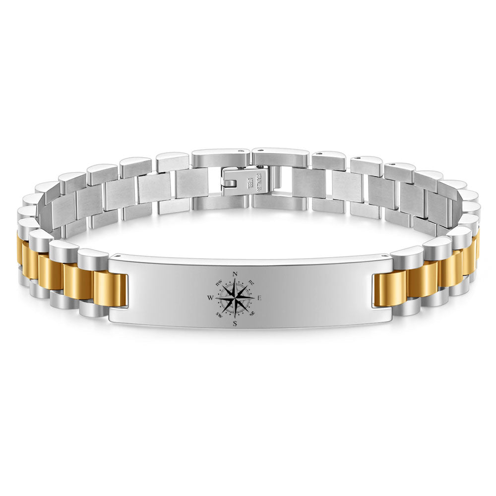 Herren Armband mit Kompass-Motiv und modernem Edelstahl-Design Shop Nory