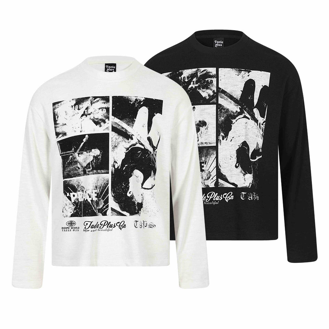 Unisex Langärmeliges Oversize-Sweatshirt mit Collage-Photo-Print und weichem Rundhals Shop Nory