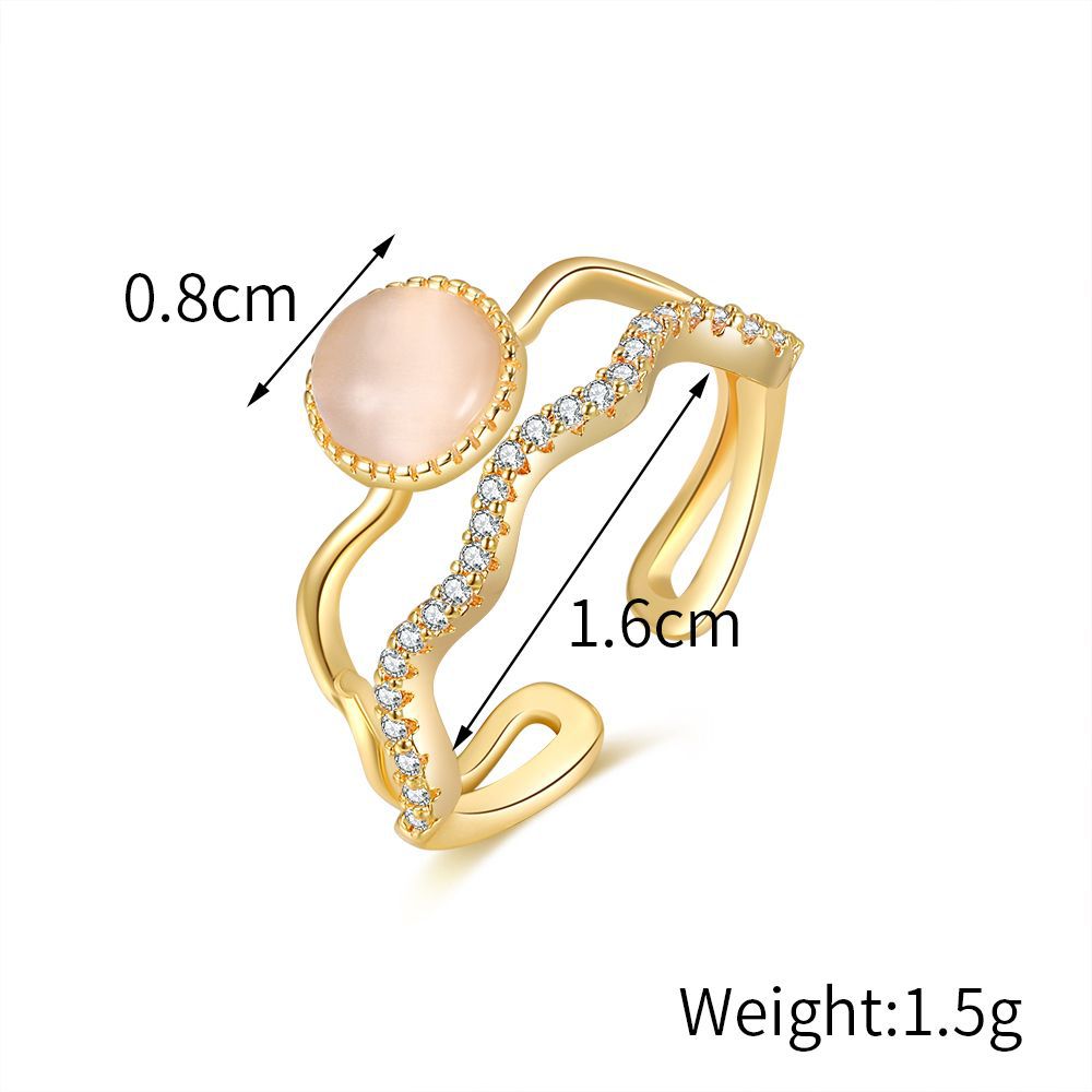 Damen eleganter und glamouröser Ring mit Halbedelstein und funkelnden Zirkoniasteinen Shop Nory
