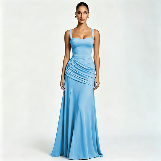 Damen Elegantes Maxikleid mit tailliertem Design und zarten Raffungselementen