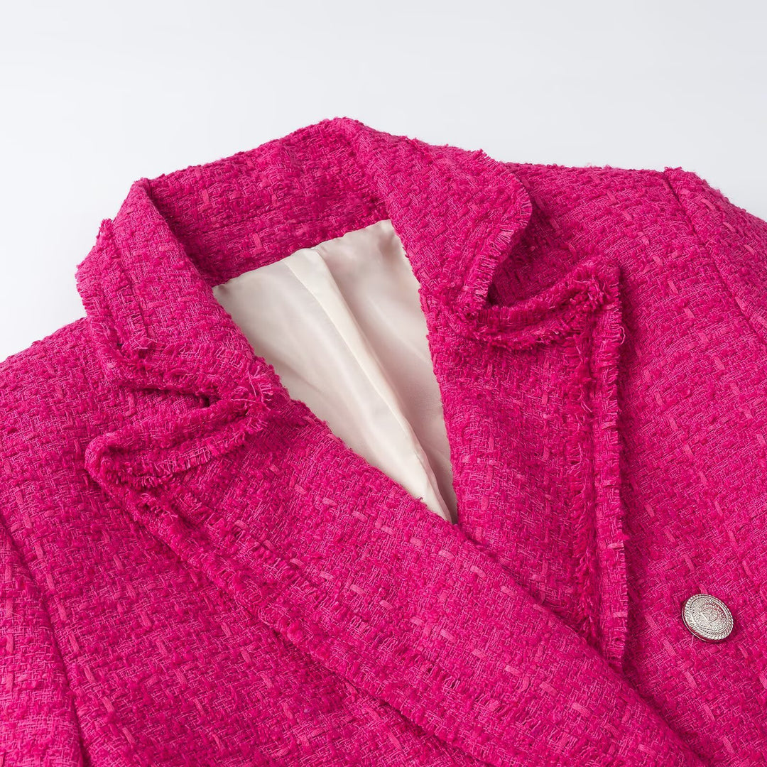 Damen Zweiteiliges Tweed-Set mit Kurzblazer und Plissiertem Minirock Shop Nory