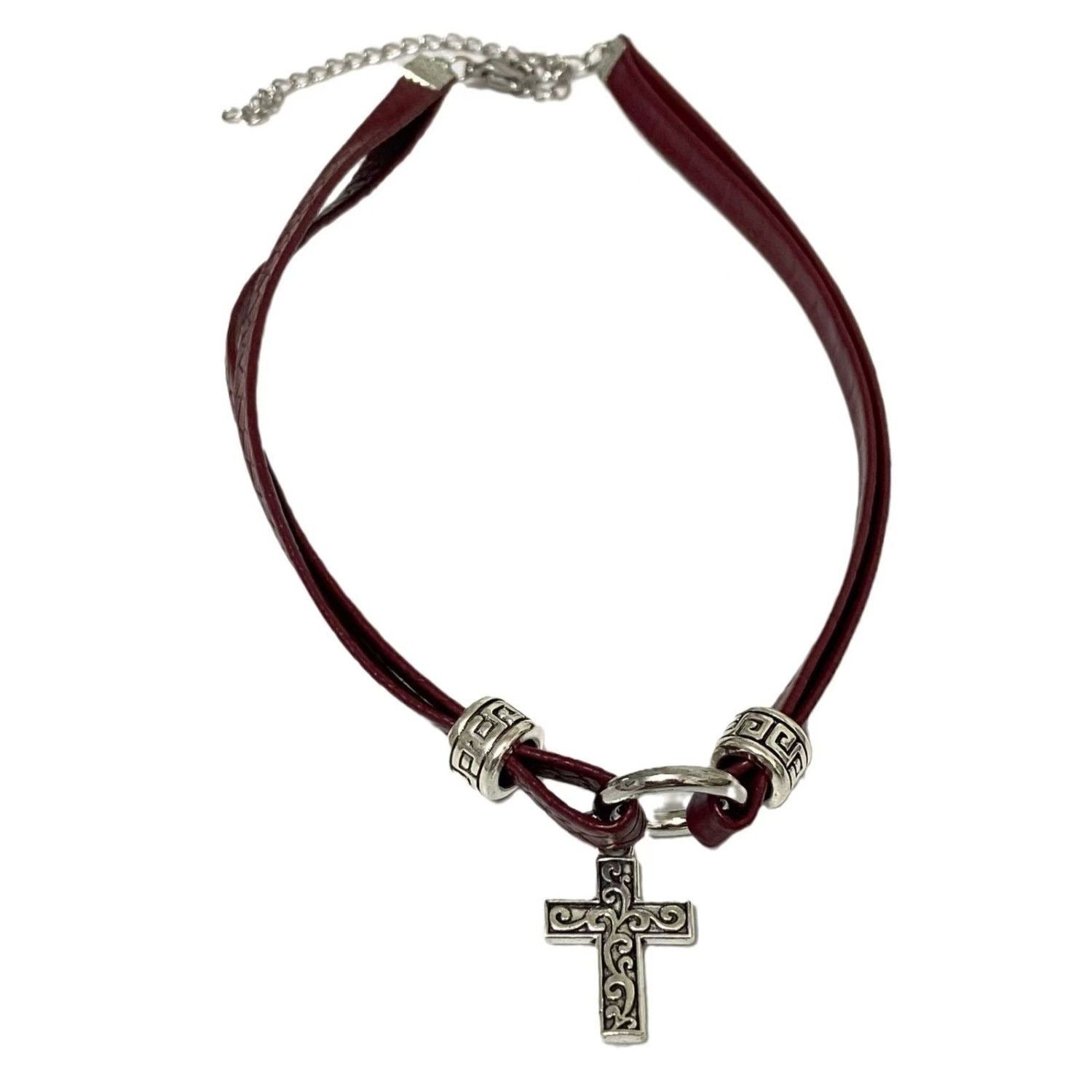 Damen Lederhalskette mit Anhänger aus hochwertigem Metall Shop Nory