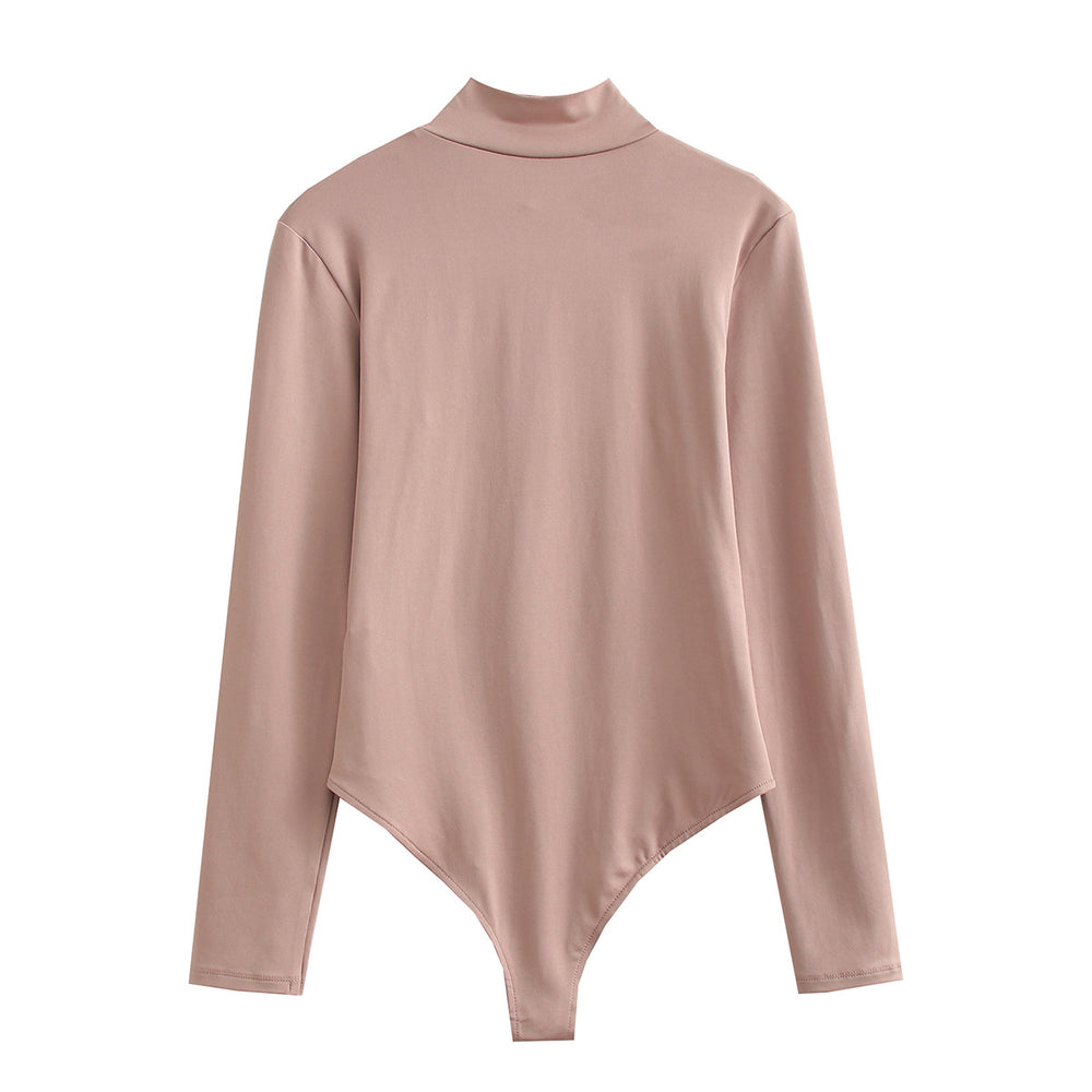 Damen Langarmbody mit Stehkragen aus dehnbarem Stretchstoff Shop Nory