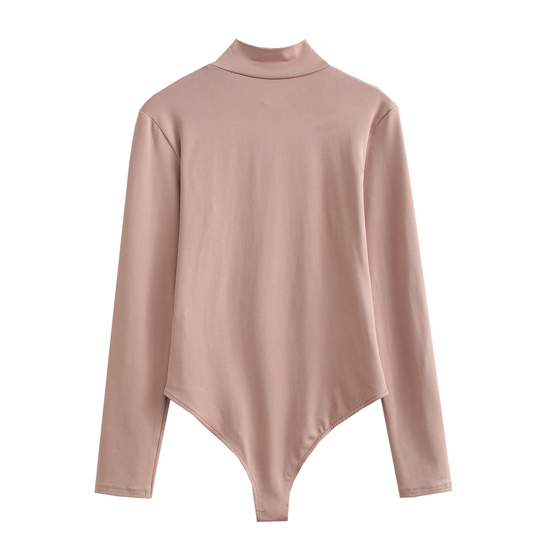 Damen Langarmbody mit Stehkragen aus dehnbarem Stretchstoff Shop Nory