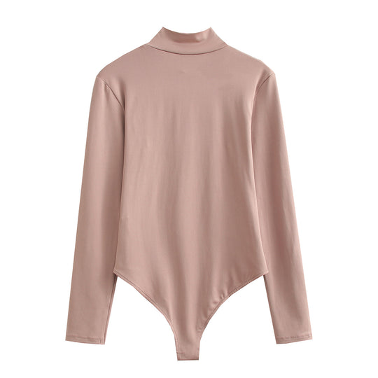 Damen Langarmbody mit Stehkragen aus dehnbarem Stretchstoff Shop Nory