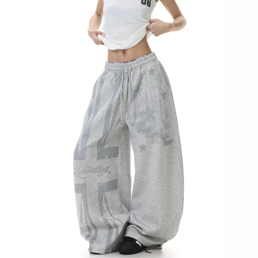 Damen Lässige Übergröße Sweatpants mit grafischen Designelementen Shop Nory