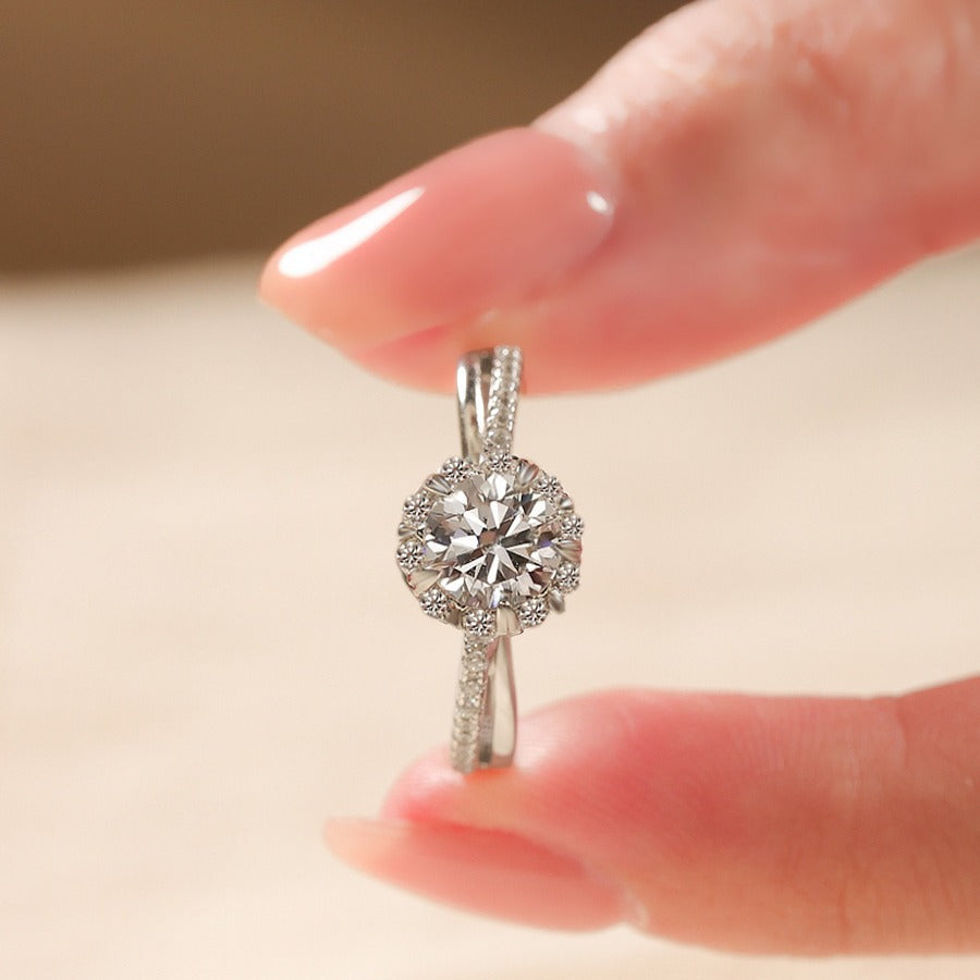 Damen Luxus Verlobungsring mit funkelndem Kristall und zarter Zirkonia-Verzierung Shop Nory