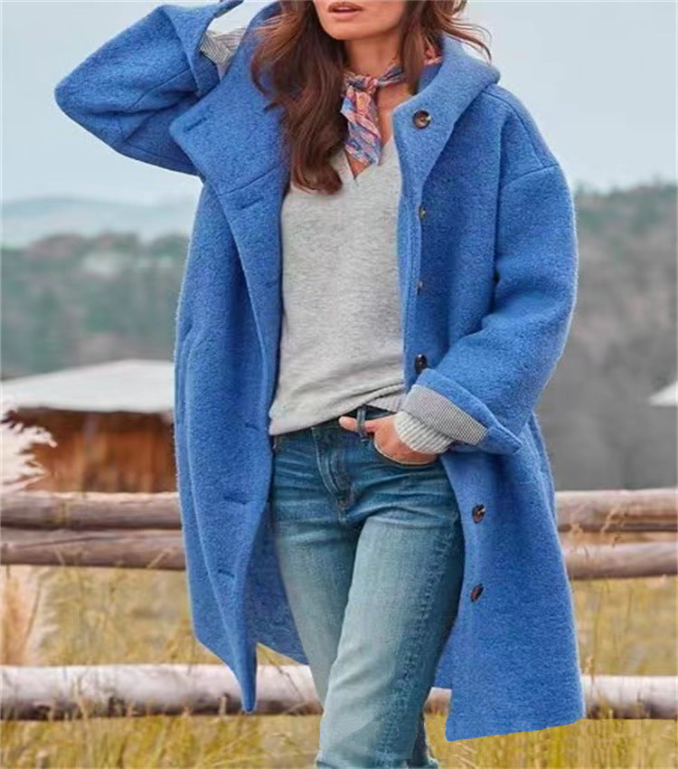 Damen Oversized Wollmantel im casual Look