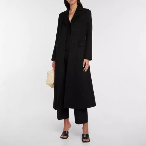 Damen Maxilanger Einreihiger Blazermantel mit cleanem Fall und Klappentaschen Shop Nory