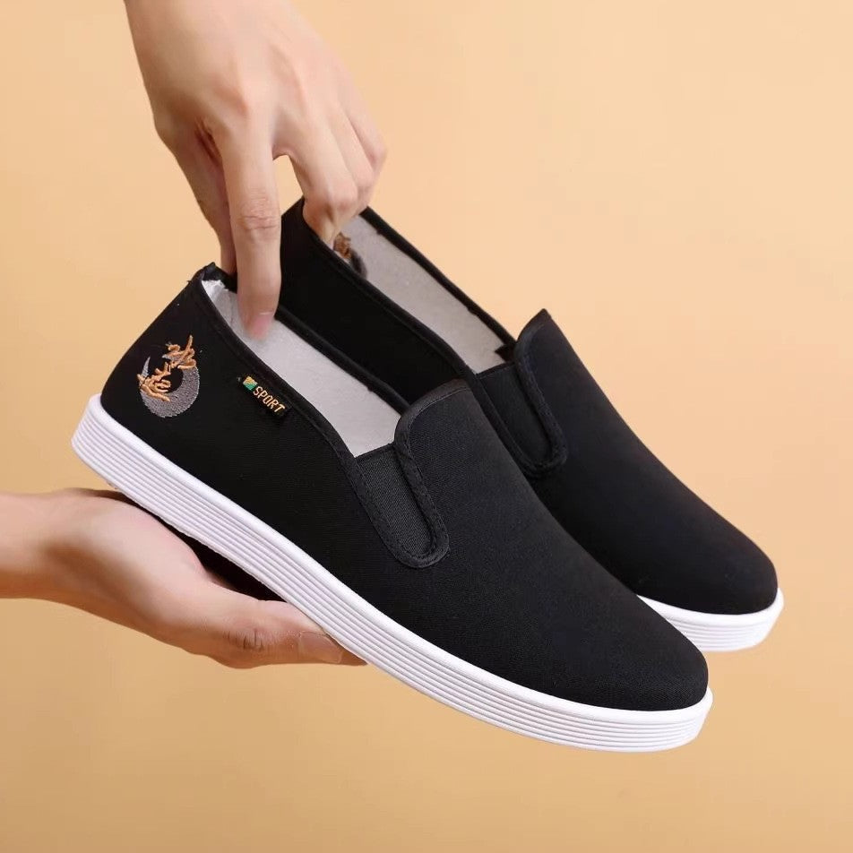 Herren Baumwoll-Slip-On mit gesticktem Motiv und rutschfester Gummisohle Shop Nory