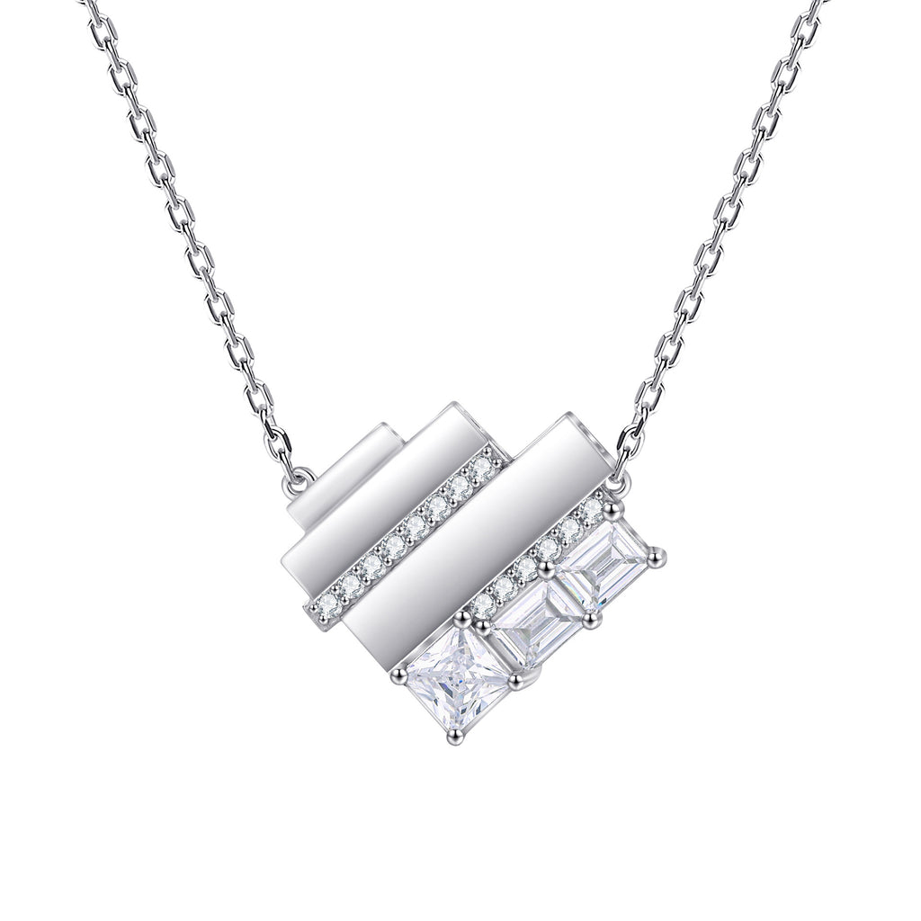 Damen Anhänger-Halskette mit modernem geometrischem Design und funkelnden Zirkonia Shop Nory