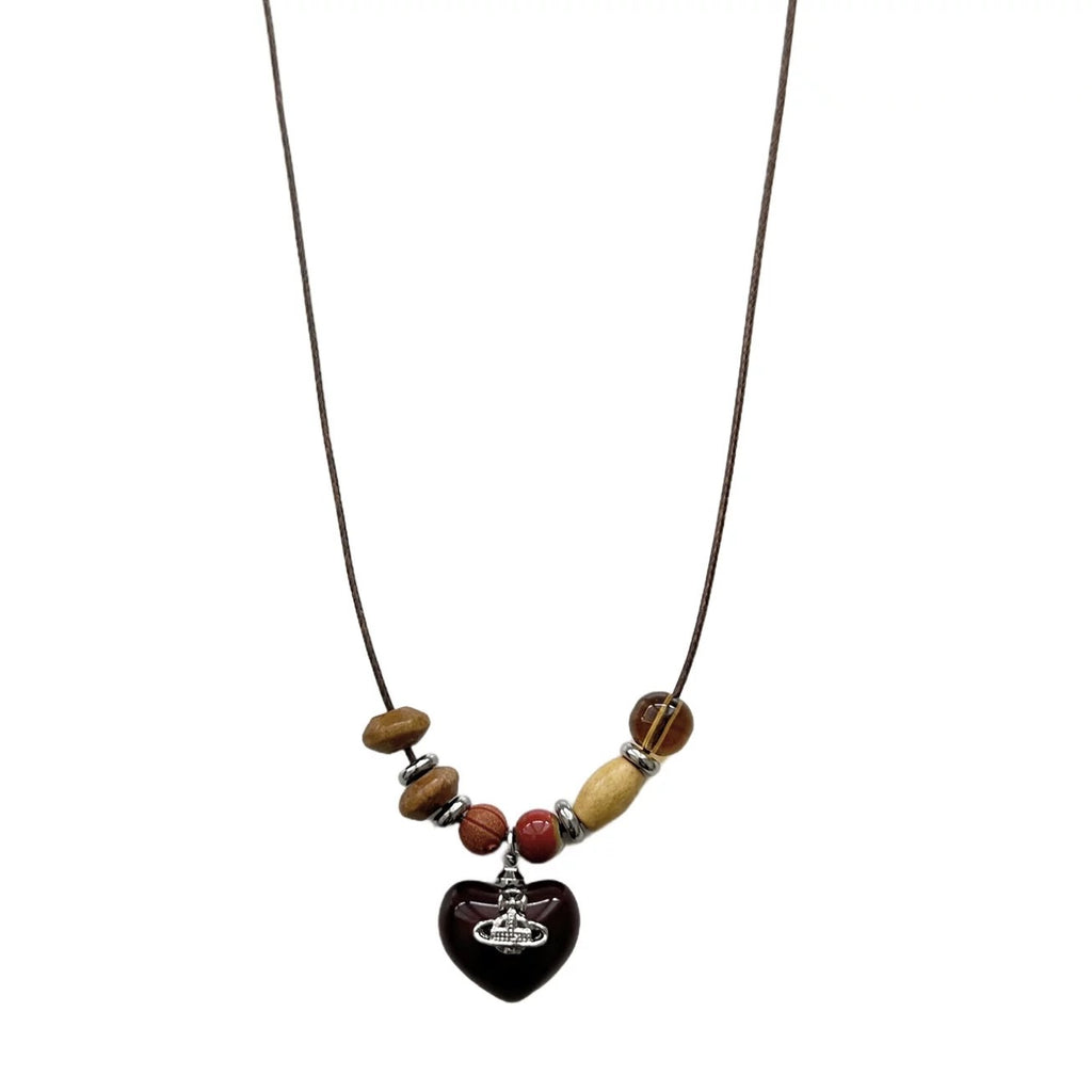 Damen Ethnische Halskette aus Holz und hochwertigen Materialien Shop Nory