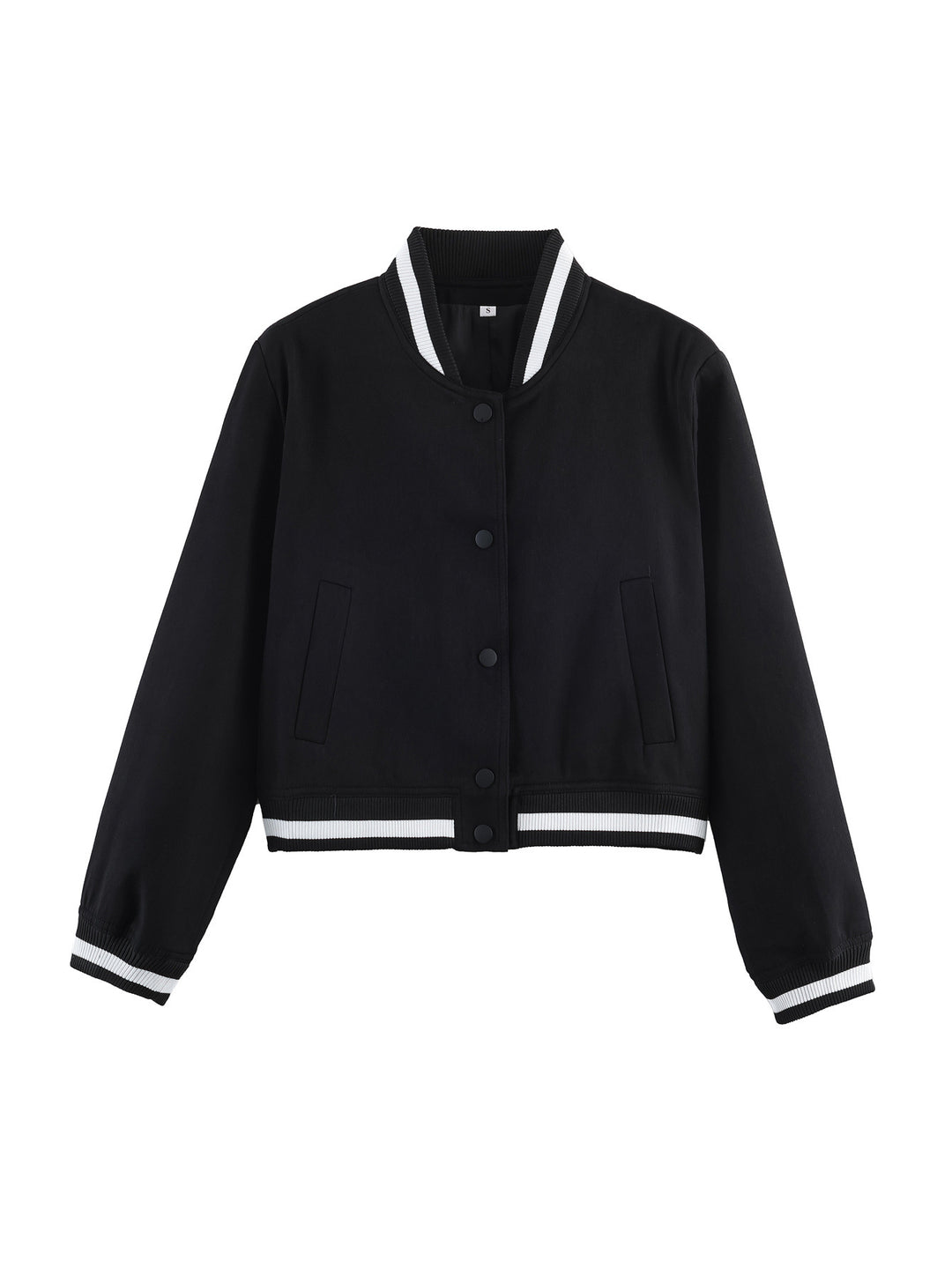 Damen Varsity‑Bomberjacke im Cropped‑Boxy‑Schnitt mit gestreiften Rippbündchen Shop Nory