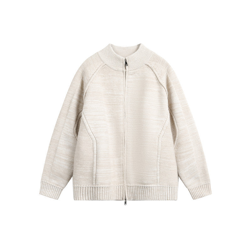 Unisex Strick‑Zipjacke mit Stehkragen, Raglanärmeln und gerippten Bündchen Shop Nory