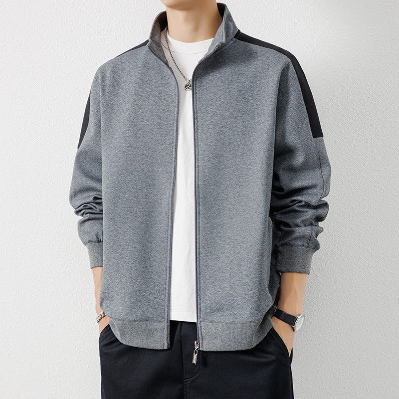 Herren Leichte Zip‑Trainingsjacke im Minimalstil mit Stehkragen und Kontrastpaspel Shop Nory