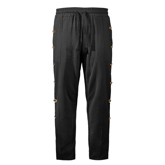 Herren Relaxed-Fit Freizeithose mit seitlichen Zierknopfleisten, elastischem Bund und Kordelzug Shop Nory