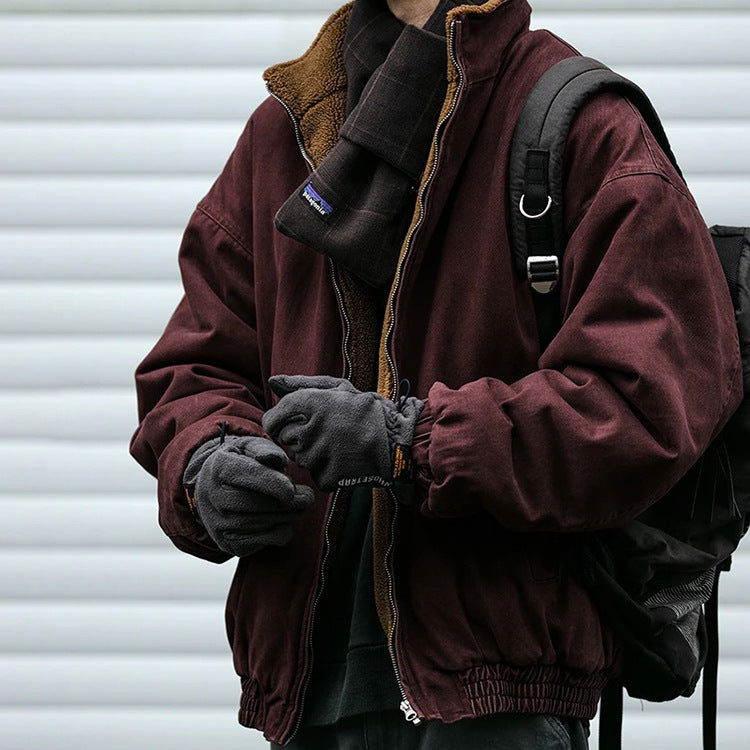 Unisex Wattierte Bomberjacke mit Teddyfutter Shop Nory