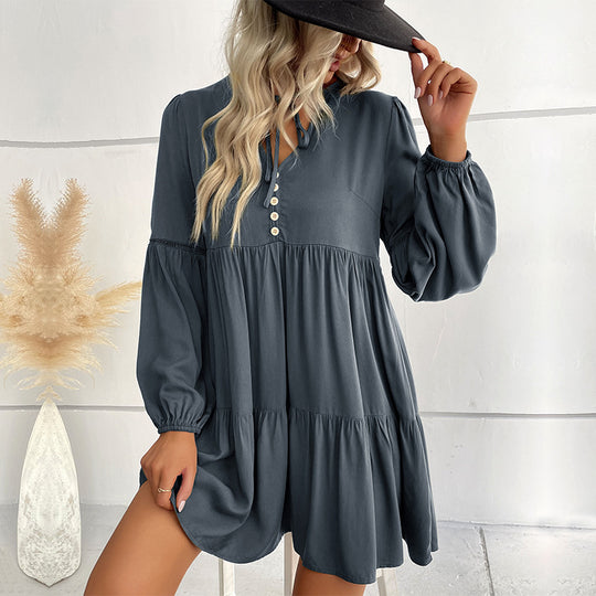 Damen Fließendes Hemdblusenkleid mit Rüschen Shop Nory
